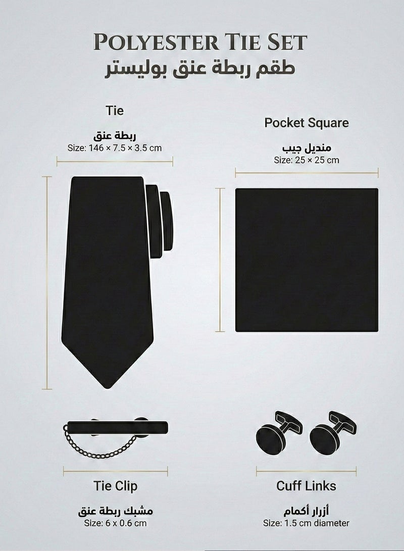 FIORICASA 4-PIECE Men's Necktie Gift Set - Dark Green Striped Tie with Matching Pocket Square and Cufflinks - Elegant Formal Business Accessories Box for Wedding & Events - Image 2